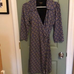 Blue patterned wrap dress